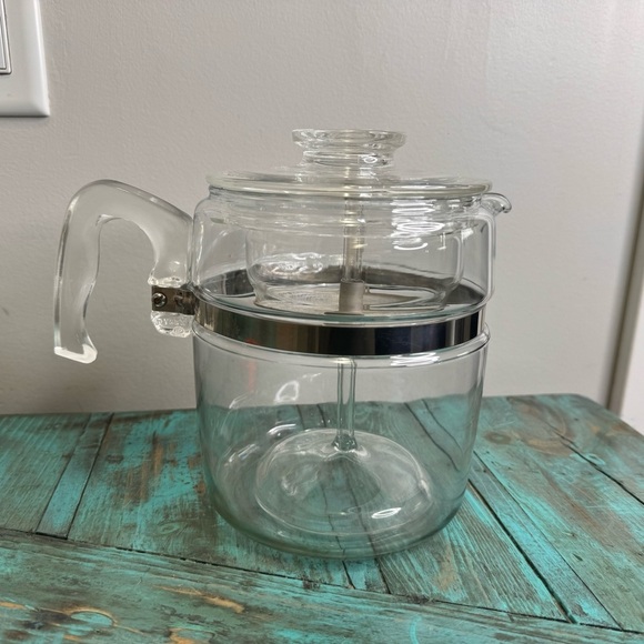 Pyrex Corning Flameware Glass Stovetop Percolator 9 Cup Coffee Pot Vintage - Picture 10 of 11